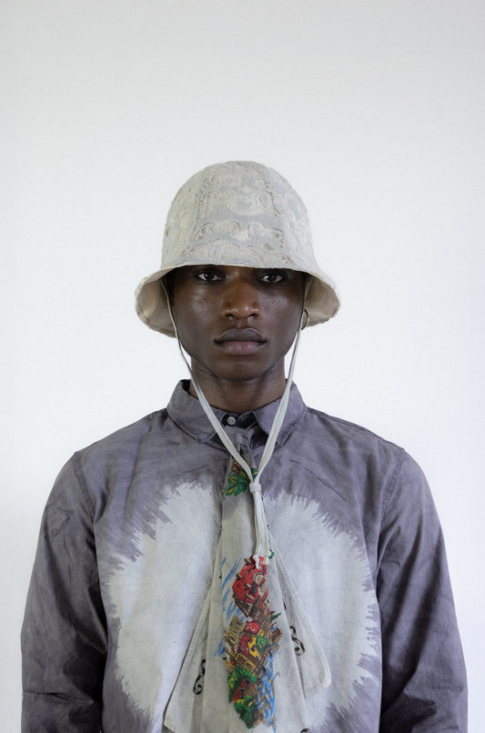 Chapeau-cloche dentelle charbon