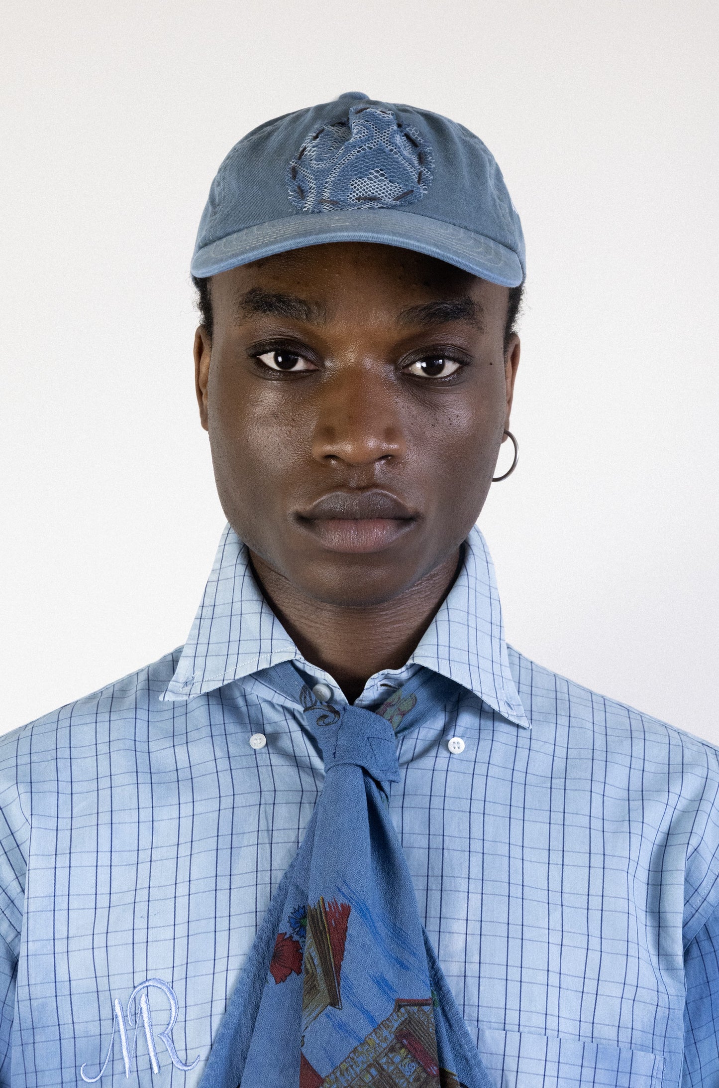 Casquette dentelle indigo