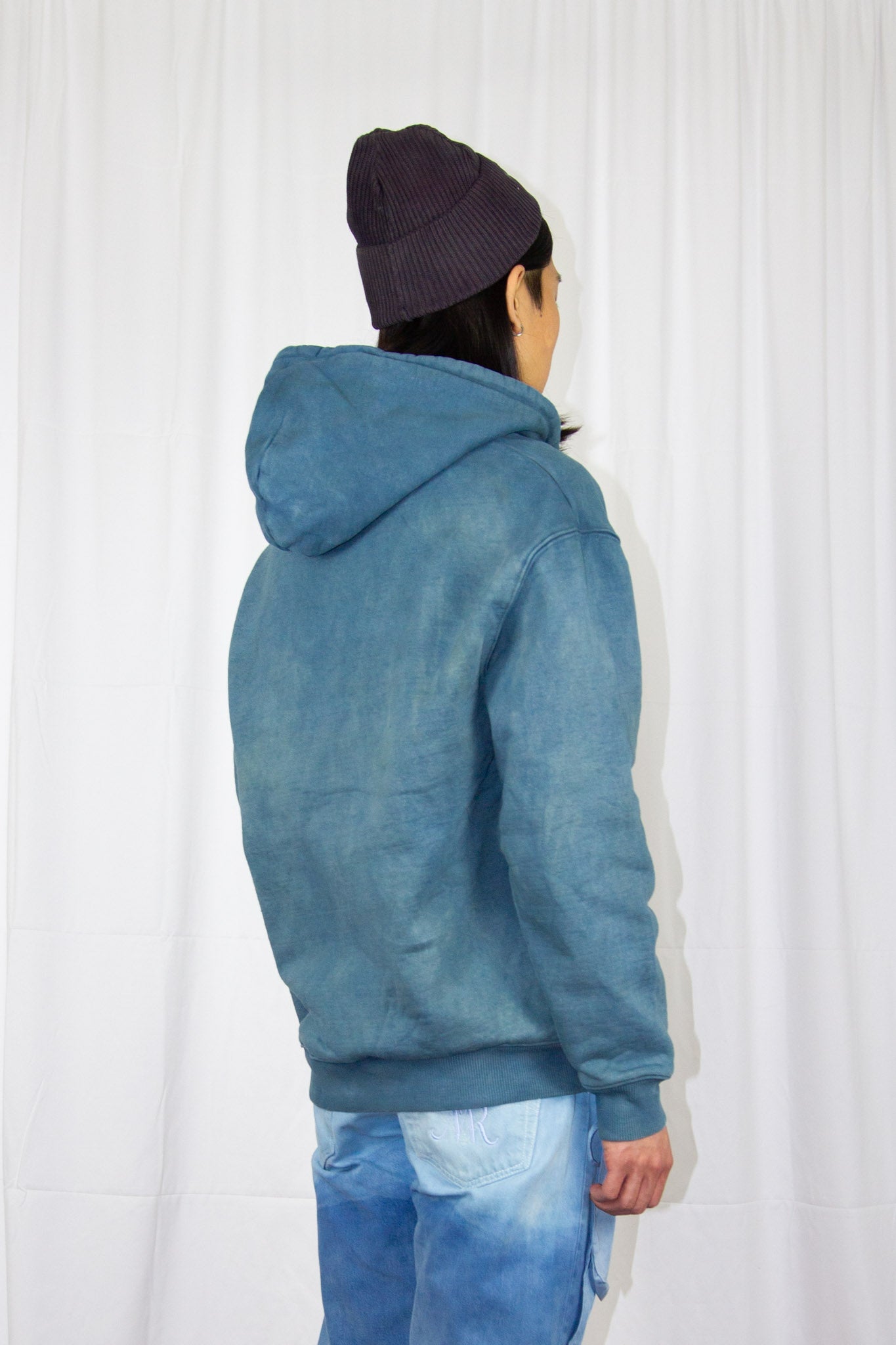 Le zip hoodie boxy organic indigo dye