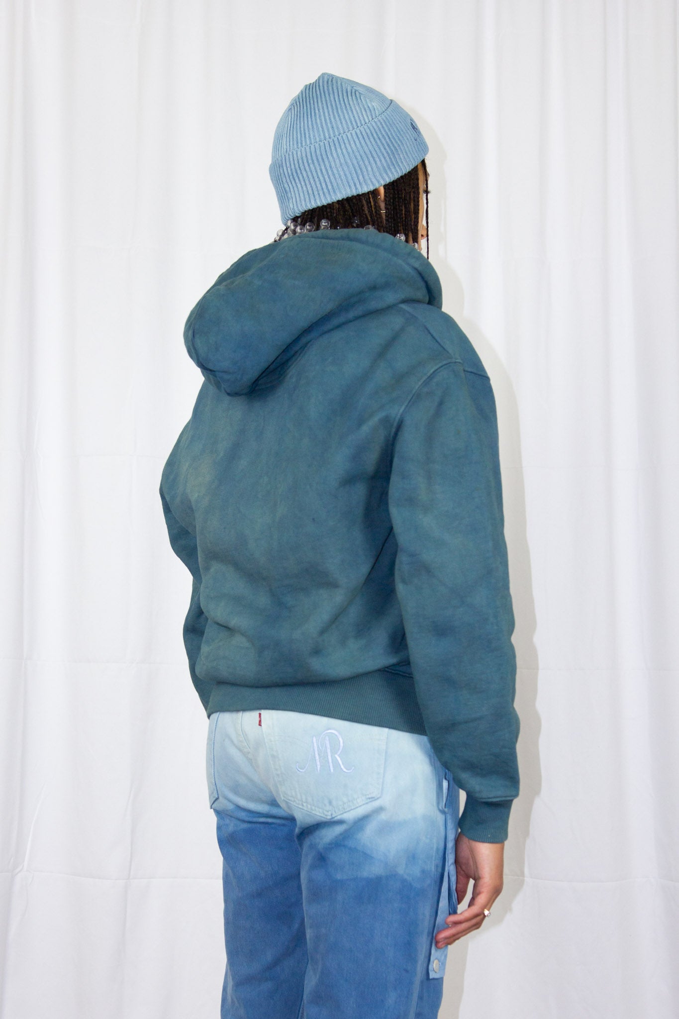 Le zip hoodie boxy organic indigo dye